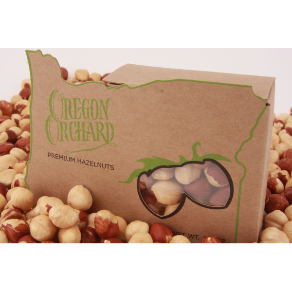 dryroastedhazelnutsinanoregonshapedbox Oregon Orchard