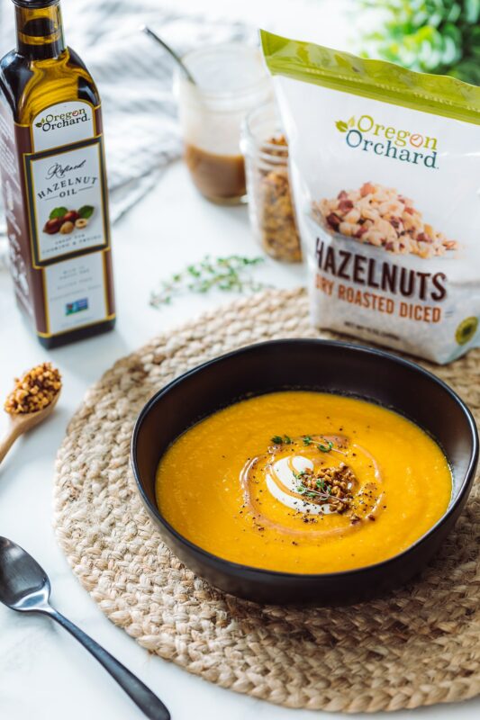 Apple Butternut Squash Soup with Hazelnut Browned Butter 