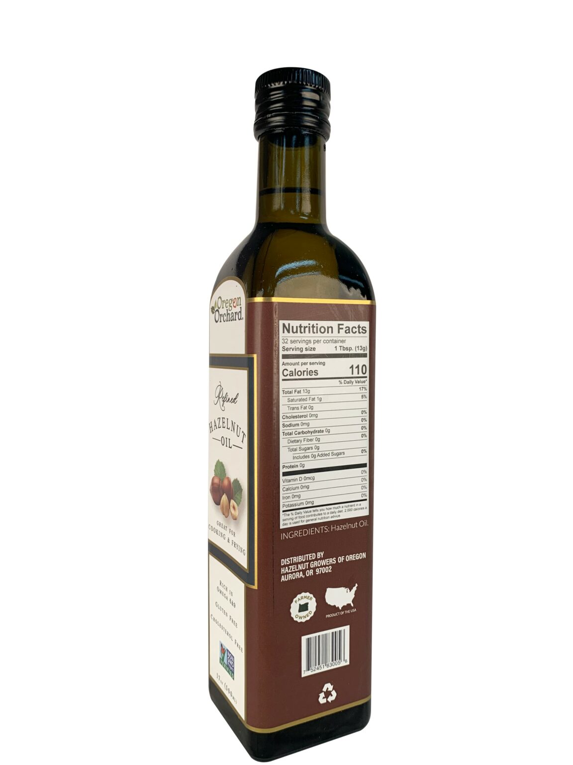 Refined Hazelnut Oil 17 ounce (500 ML) Oregon Orchard, Hazelnut